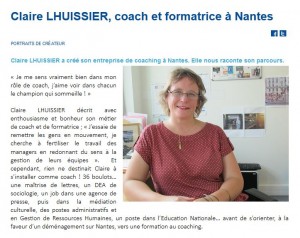 Capture d'écran d'un extrait de la page du site web de la BGE des Pays de la Loire présentant Claire Lhuissier et le cabinet VALUE ACTION Coaching